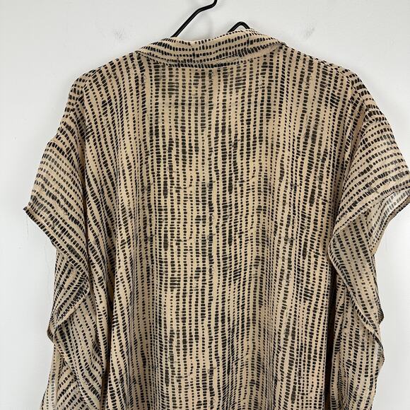 Calvin Klein Blouse Printed Chiffon Collared Button Up Beige Lightweight 3X NWT - Picture 12 of 12